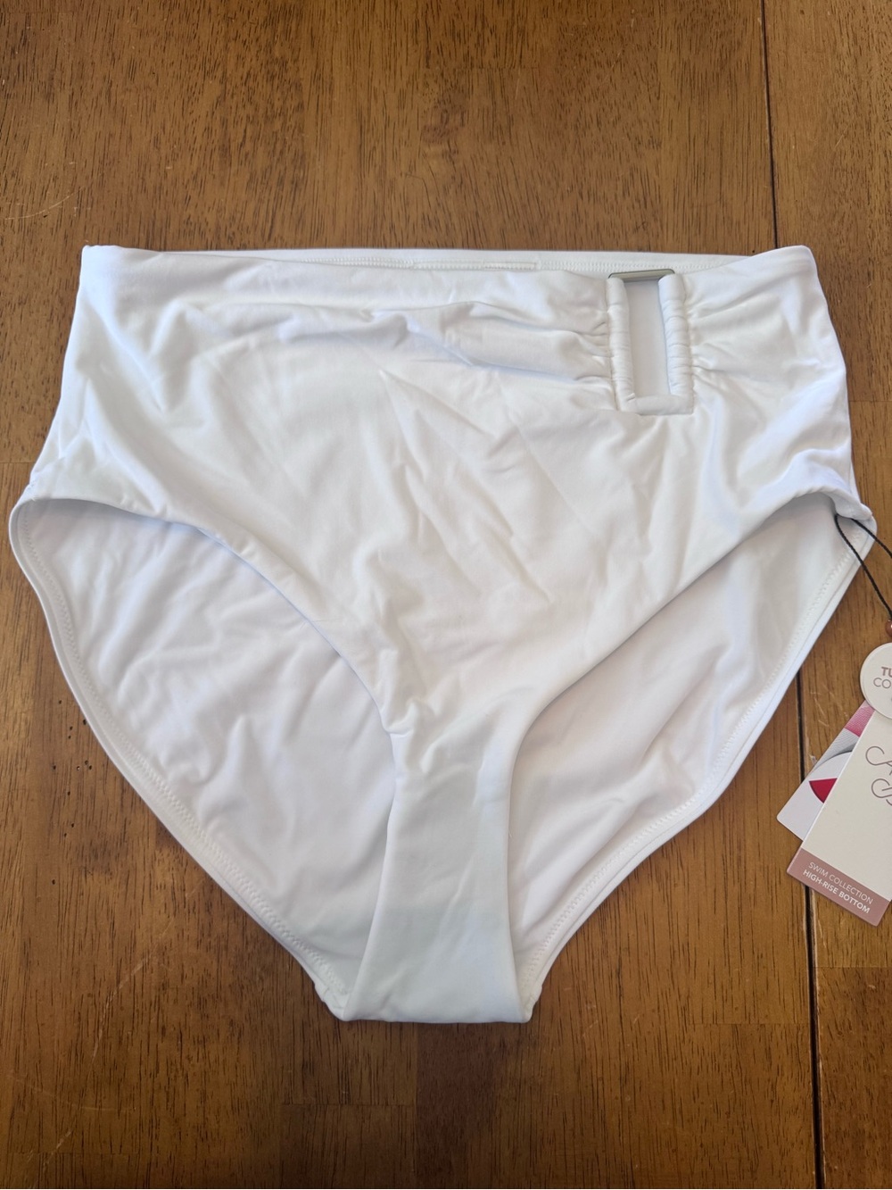 CALIA by Carrie Underwood White High-Waist Bikini Bottom Side Loop NWT Small